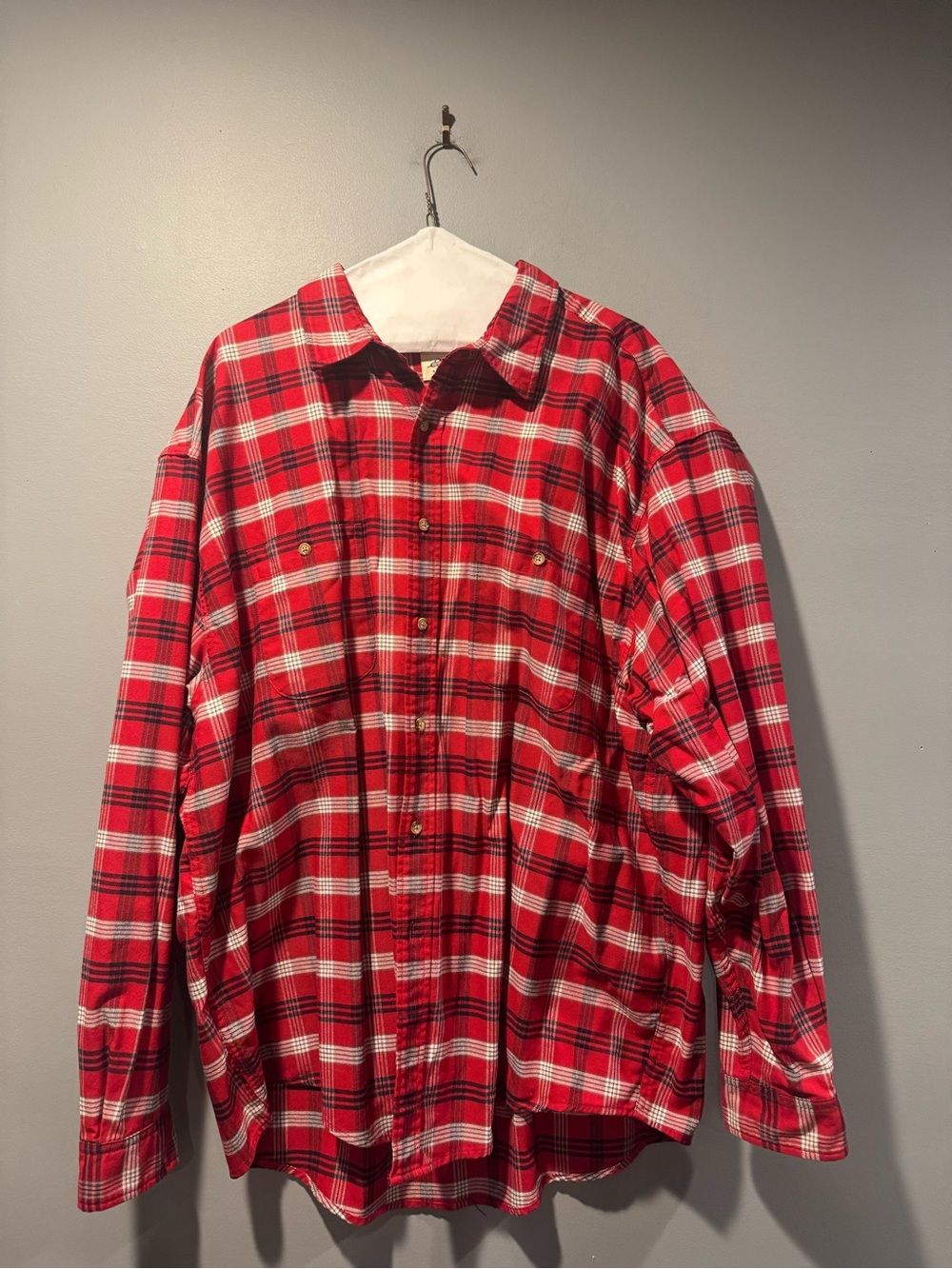 *Eddie Bauer Red Plaid Long-Sleeve Button-Down Shirt